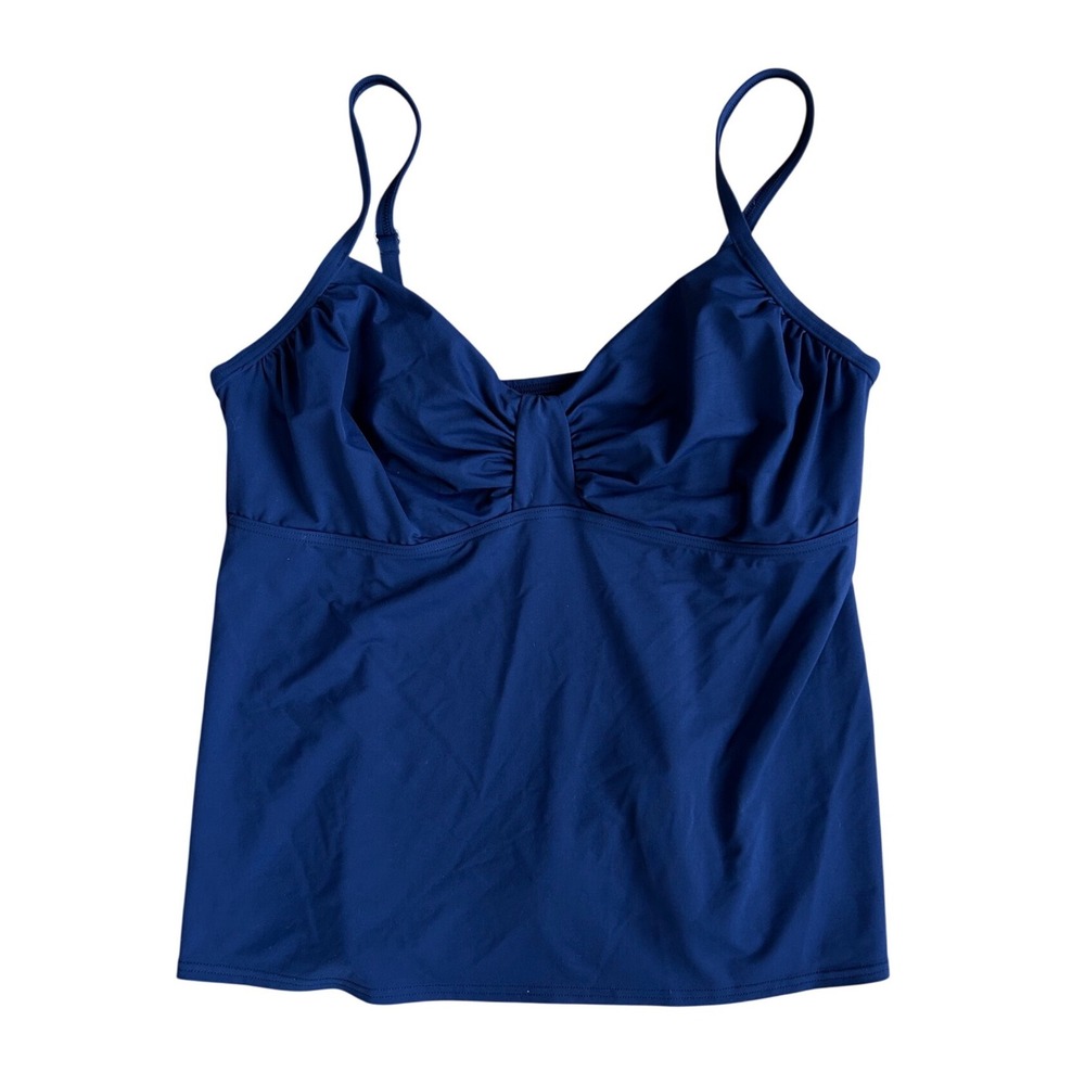 Lands End Navy Blue Ruched Tankini Top Swimwear‎ Size 18 Resort Wear underwire
